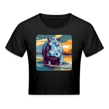 Hippopotame au coucher du soleil - Crop top - noir - Devant - Marisol (170cm)