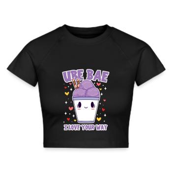 Ube Bae Süße Liebe für Eisfans - Frauen Cropped T-Shirt - Schwarz - Vorne - Marisol (170cm)