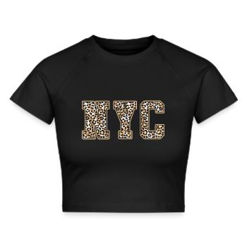 New York Leo Muster - Frauen Cropped T-Shirt - Schwarz - Vorne - Marisol (170cm)
