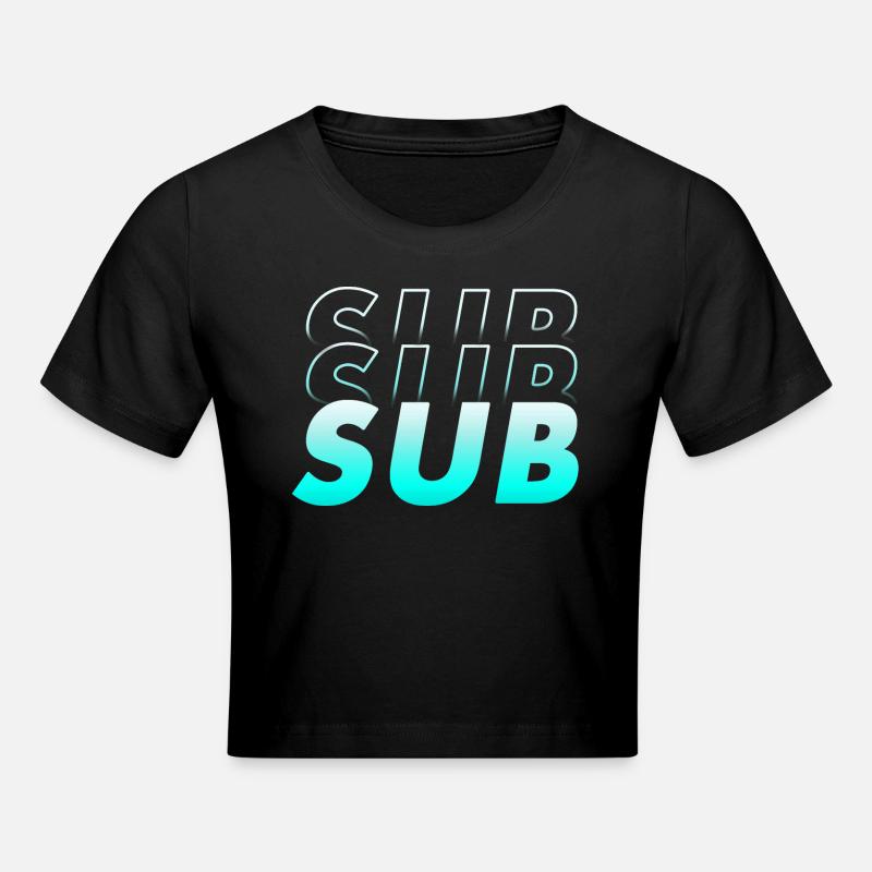 SUB - submissive - people blue gradient effect - Cropped T-Shirt - black