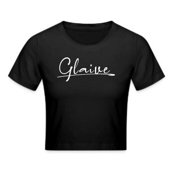 White Signature Glaive - Cropped T-Shirt - black - Front - Marisol (170cm)