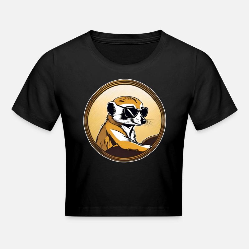 Suricate mignon avec lunettes de soleil - Crop top - noir