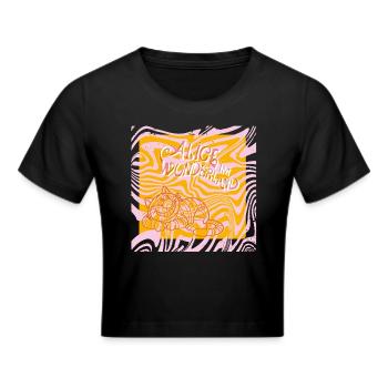 Alice Im Wunderland Grinsekatze - Frauen Cropped T-Shirt - Schwarz - Vorne - Marisol (170cm)