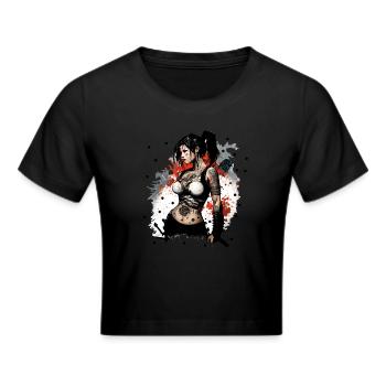 Badass Ninja Mädchen - Frauen Cropped T-Shirt - Schwarz - Vorne - Marisol (170cm)