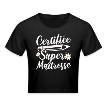 Certifiée super maitresse d' école cadeau - Crop top - noir - Devant - Marisol (170cm)