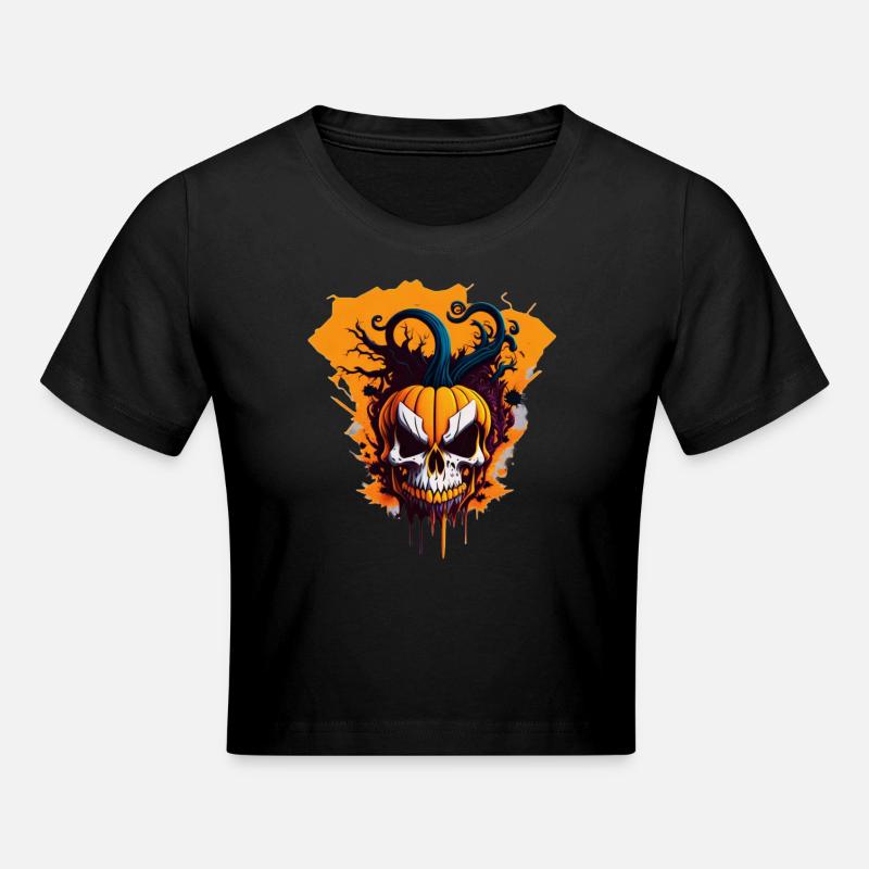Halloween Pumpkin - Cropped T-Shirt - black
