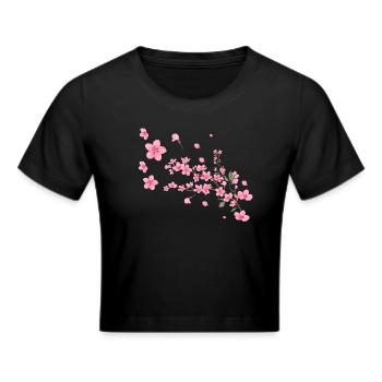 sakura,kirschblüte,blüten,kirschblüte - Frauen Cropped T-Shirt - Schwarz - Vorne - Marisol (170cm)