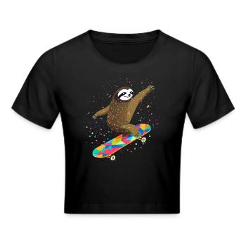 Skateboarding Faultier für Skaters - Frauen Cropped T-Shirt - Schwarz - Vorne - Marisol (170cm)