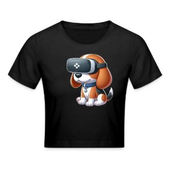 Beagle Hund VR Gamer Gaming Science Fiction - Frauen Cropped T-Shirt - Schwarz - Vorne - Marisol (170cm)