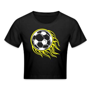 Fussball Flamme Feuer Symbol - Frauen Cropped T-Shirt - Schwarz - Vorne - Marisol (170cm)
