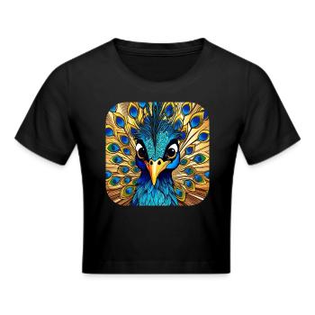 Niedlicher Pfau II - Frauen Cropped T-Shirt - Schwarz - Vorne - Marisol (170cm)