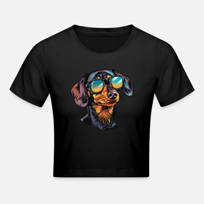 Lunettes de soleil d’été teckel - Crop top - noir