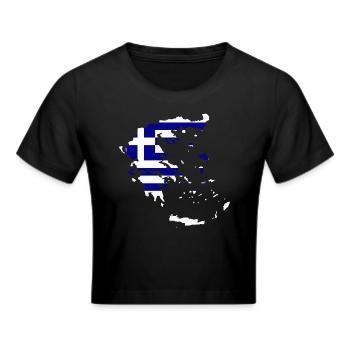 Greece Flag Map - Cropped T-Shirt - black - Front - Marisol (170cm)