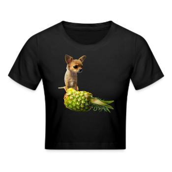 Chihuahua mit Ananas - Frauen Cropped T-Shirt - Schwarz - Vorne - Marisol (170cm)