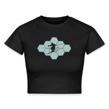 skiing ski skier - Frauen Cropped T-Shirt - Schwarz - Vorne - Marisol (170cm)