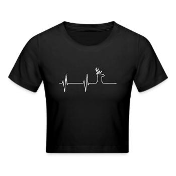 Heartbeat Herzschlag Hirsch Jagd Jagen - Frauen Cropped T-Shirt - Schwarz - Vorne - Marisol (170cm)