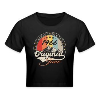 Juni 1966 Original 1966 Jahrestag 1966 Juni - Frauen Cropped T-Shirt - Schwarz - Vorne - Marisol (170cm)
