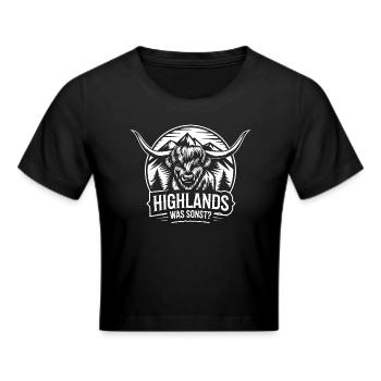 Highlands was sonst Schottisches Hochlandrind - Frauen Cropped T-Shirt - Schwarz - Vorne - Marisol (170cm)