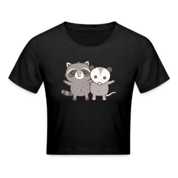 Süße Waschbär- und Opossum-Besties - Frauen Cropped T-Shirt - Schwarz - Vorne - Marisol (170cm)