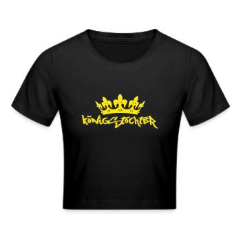 Königstochter m. Krone über der stylischen Schrift - Frauen Cropped T-Shirt - Schwarz - Vorne - Marisol (170cm)