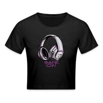Gamer girl - headset - Cropped T-Shirt - black - Front - Marisol (170cm)