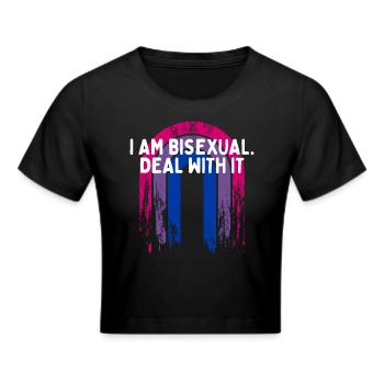 I Am Bisexual Deal with It Bi Sayings Bi Pride - Frauen Cropped T-Shirt - Schwarz - Vorne - Marisol (170cm)