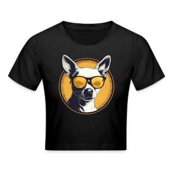 Dog with sunglasses - Cropped T-Shirt - black - Front - Marisol (170cm)