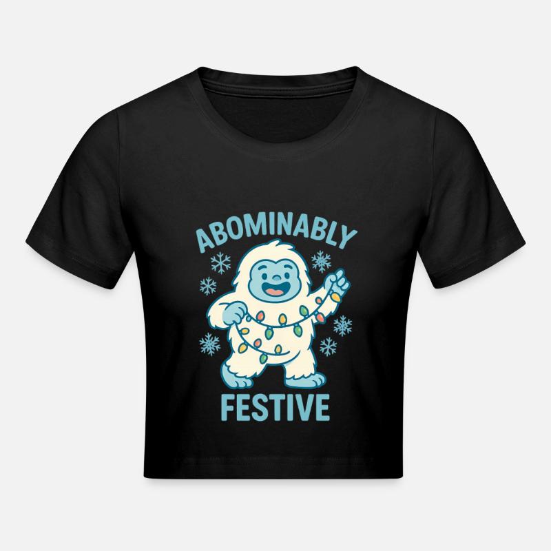 Abominablement festif – Noël Yéti - Crop top - noir