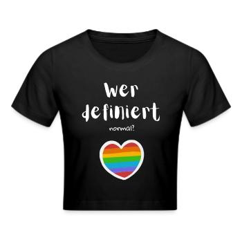 Wer definiert normal? - Frauen Cropped T-Shirt - Schwarz - Vorne - Marisol (170cm)