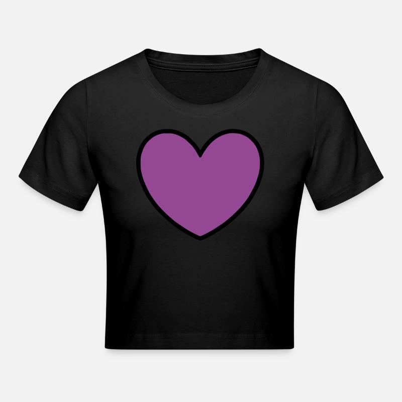 Coeur Violet Noir Saint Valentin - Crop top - noir