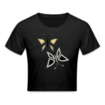 Schmetterlinge - Frauen Cropped T-Shirt - Schwarz - Vorne - Marisol (170cm)