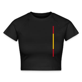 Spain Flag Style Stripes - Cropped T-Shirt - black - Front - Marisol (170cm)