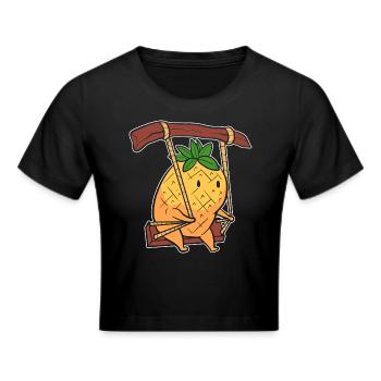 Ananas - Frauen Cropped T-Shirt - Schwarz - Vorne - Marisol (170cm)