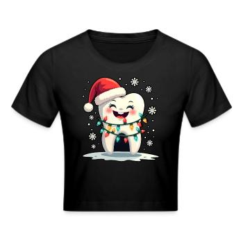 Zähne Weihnachten Zahnarzt Geschenk - Frauen Cropped T-Shirt - Schwarz - Vorne - Marisol (170cm)
