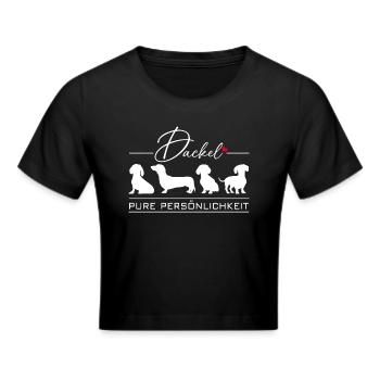 Dackel mit Persönlichkeit Dackelsilhouetten - Frauen Cropped T-Shirt - Schwarz - Vorne - Marisol (170cm)