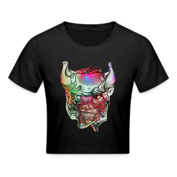 Cyborg Demon - Cropped T-Shirt - black - Front - Marisol (170cm)