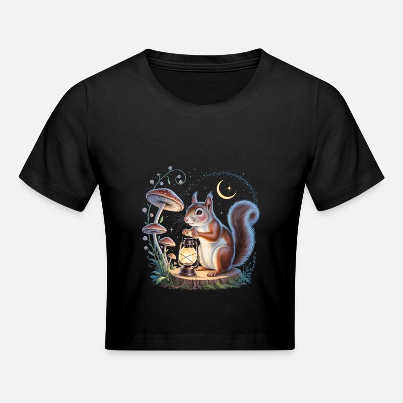 Écureuil fantaisiste Cottagecore - Crop top - noir