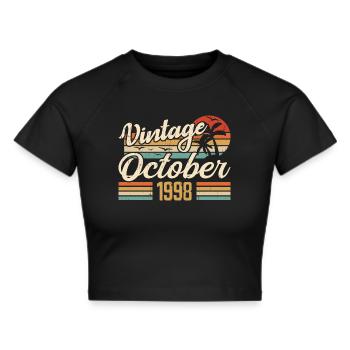 Oktober 1998 Geburtstagsgeschenk - 1998 - Frauen Cropped T-Shirt - Schwarz - Vorne - Marisol (170cm)