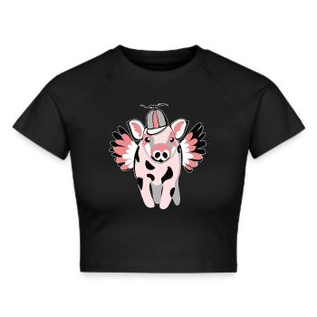 petit cochon ailé - Crop top - noir - Devant - Marisol (170cm)