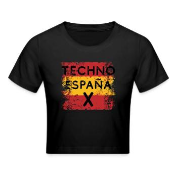 Techno Spanien | Wir lieben spanische Techno-| EDM-IDM - Frauen Cropped T-Shirt - Schwarz - Vorne - Marisol (170cm)