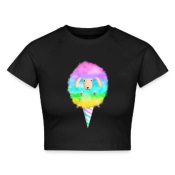 Cotton Candy Sheep - Cropped T-Shirt - black - Front - Marisol (170cm)