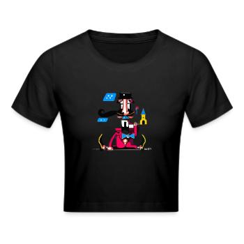 Mr. baut das Unwirkliche - Frauen Cropped T-Shirt - Schwarz - Vorne - Marisol (170cm)