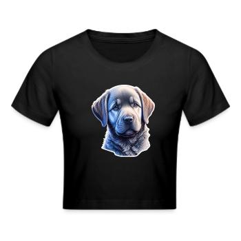 Mignon chiot Labrador Retriever - Crop top - noir - Devant - Marisol (170cm)