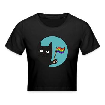 Schwartze Pride Katze - Frauen Cropped T-Shirt - Schwarz - Vorne - Marisol (170cm)