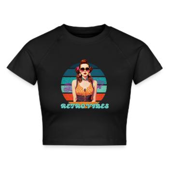 Retro Vibes Sticker - Frauen Cropped T-Shirt - Schwarz - Vorne - Marisol (170cm)