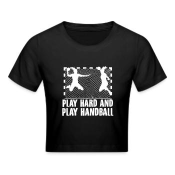 Handballer Sprüche | Handball Team Sport - Frauen Cropped T-Shirt - Schwarz - Vorne - Marisol (170cm)