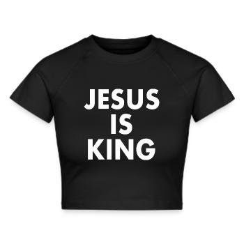 Jesus is king - Frauen Cropped T-Shirt - Schwarz - Vorne - Marisol (170cm)
