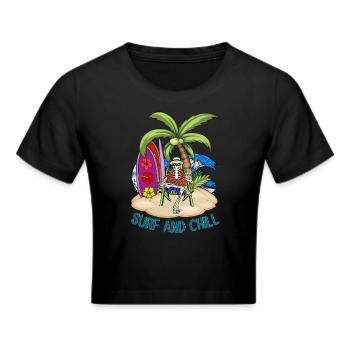 Skelett Surf and Chill - tropical-style - Frauen Cropped T-Shirt - Schwarz - Vorne - Marisol (170cm)