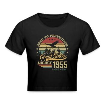 69 years old Aged to Perfection born in August 1955 - Cropped T-Shirt - black - Front - Marisol (170cm)