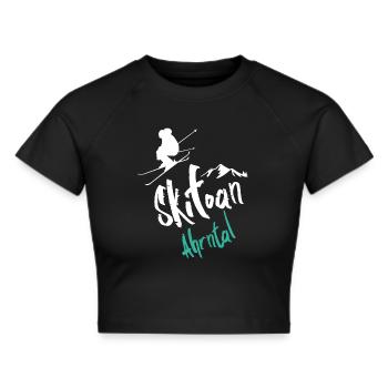 Skifahren Ahrntal - Frauen Cropped T-Shirt - Schwarz - Vorne - Marisol (170cm)